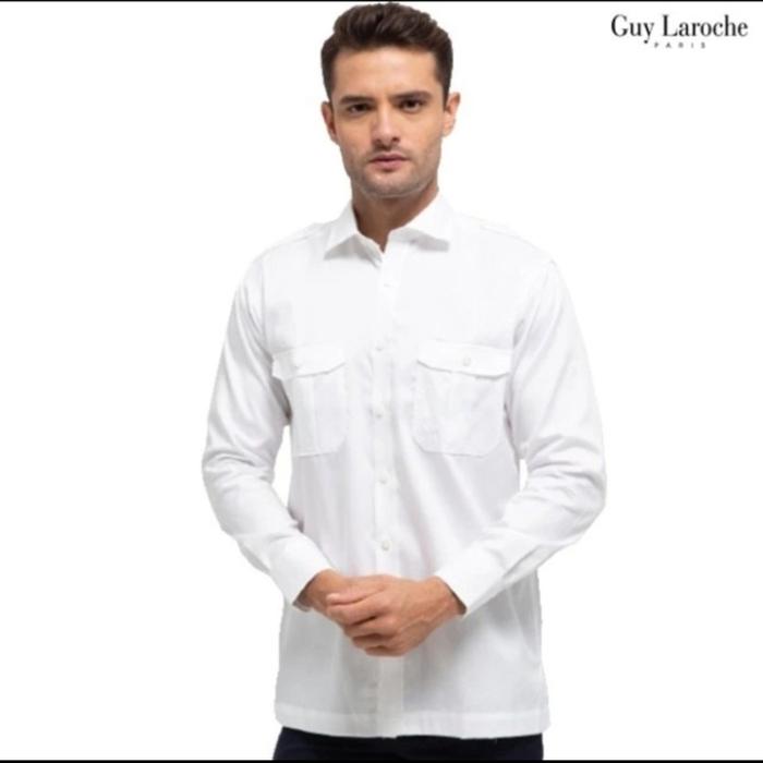 Kemeja Lengan panjang putih Guy laroche long epaulette plain putih - S