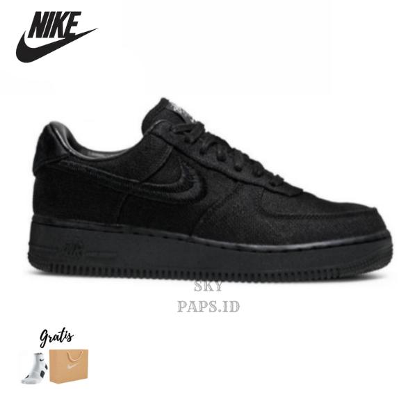 Sepatu Nike Air Force 1 Low X Stussy Fossil Stone Black BNIB Original