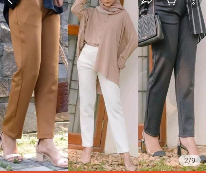 Celana Basic Scuba Wanita Jumbo / Momo Pants Basic Scuba Premium
