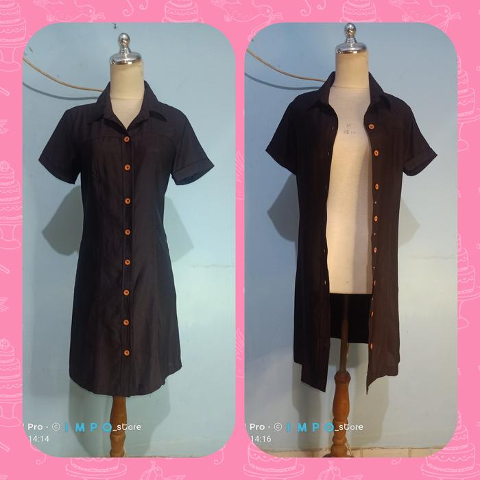 Preloved Dress Coklat full kancing