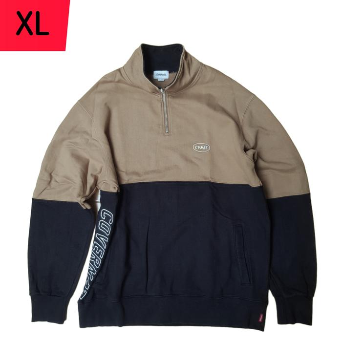 Jaket sweater half zip COVERNAT two-tone