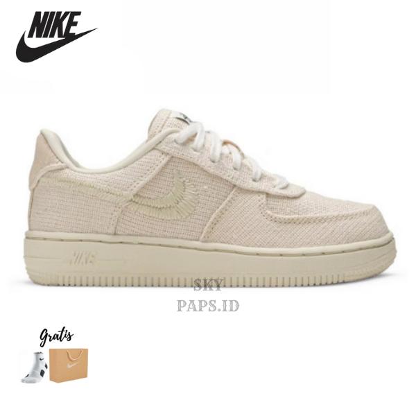 Sepatu Nike Air Force 1 Low X Stussy Fossil BNIB Original