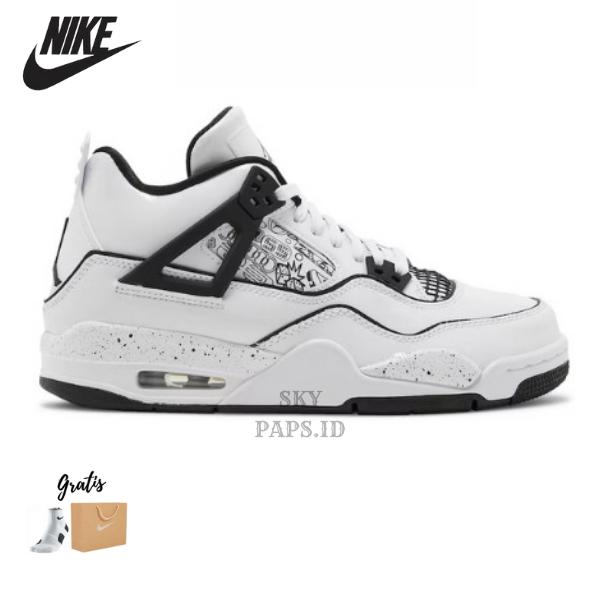 Sepatu Air Jordan 4 Retro GS DIY White Black BNIB Original