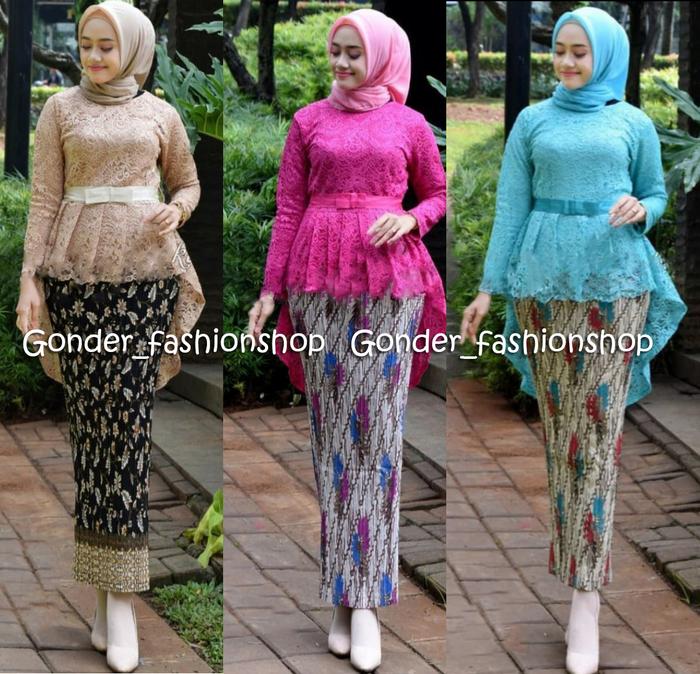 Setelan Kebaya Brukat Aurora + Rok Plisket