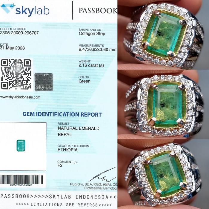 Natural HQ Batu Green Jamrud Emerald Beryl Ethiopia Moderate 2.16 Cts