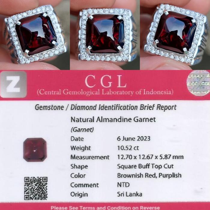 Natural HQ Batu Good Luster Almandine Garnet Ceylon SriLanka 10.52 Cts