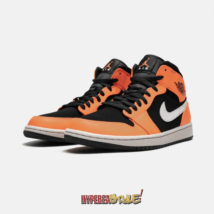 SEPATU AIR JORDAN 1 MID SHATTERED BACKBONE/BLACK CONE ORIGINAL SNEAKER
