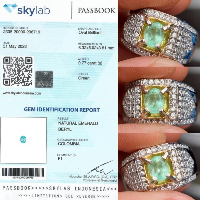 Natural HQ Batu Green Emerald Beryl Jamrud Colombia CE-Minor 0.77 Cts