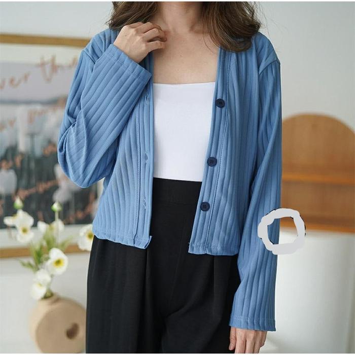 UNIKDANMURAH - AKEMI HORNET KNIT CROP CARDIGAN CARDY OUTER WANITA