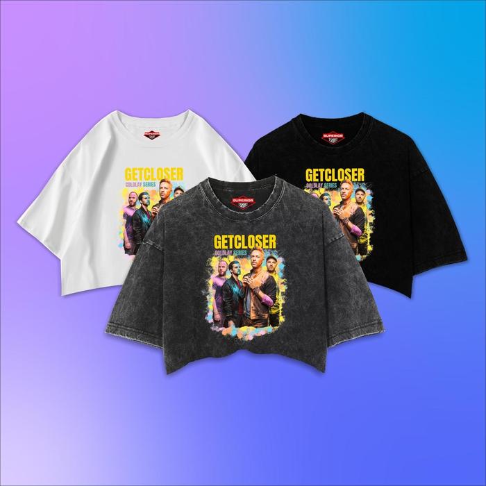 SUPERIOR crop tee coldplay washed tshirt oversize dan slimfit cd-7