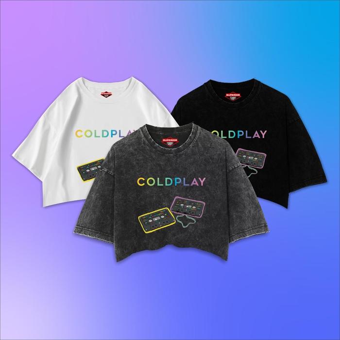 SUPERIOR crop tee coldplay washed tshirt oversize dan slimfit cd-4