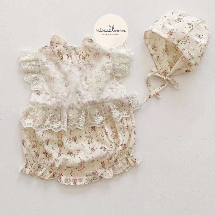 Celine Jumpsuit romper baju bayi anak set bonnet topi