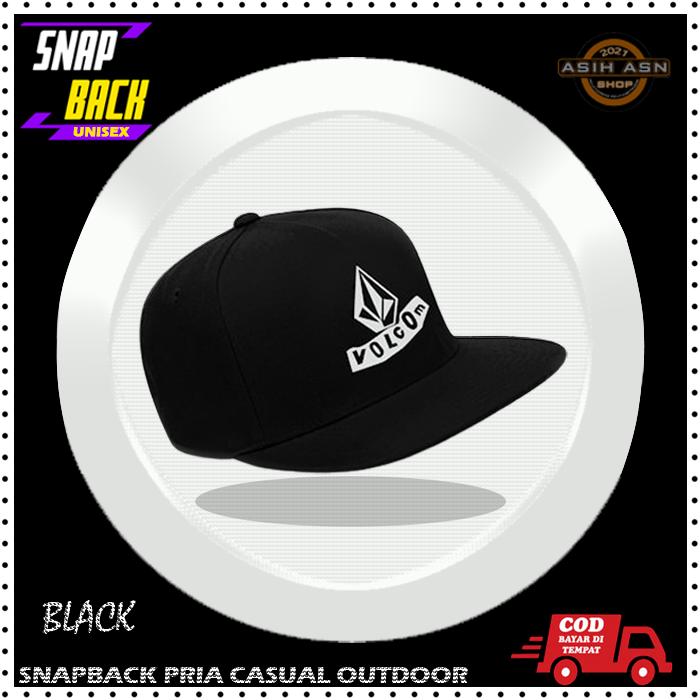 Topi Pria / Snapback Hat / Topi Distro Pria Volcom Black Grey Premium