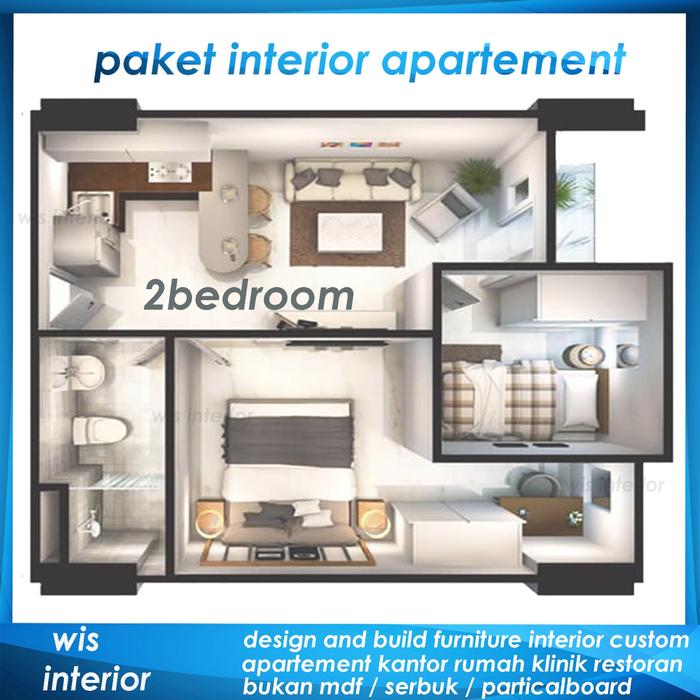 PAKET INTERIOR FURNITURE APARTEMENT 2BR / APARTEMENT DUA KAMAR