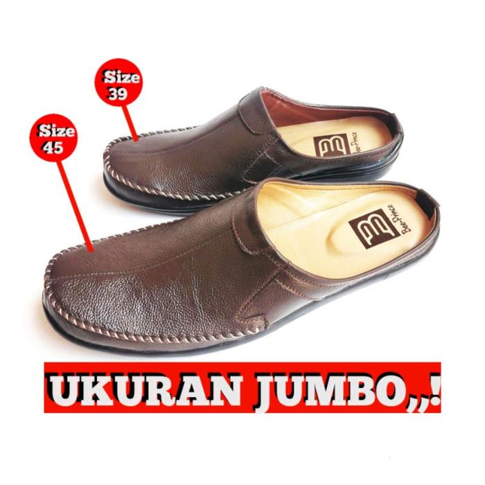 Bee Prince Sepatu Sandal Pria Jumbo Bustong Ukuran Besar Big Size 44 45 46 Kulit Sapi Asli Outsole T
