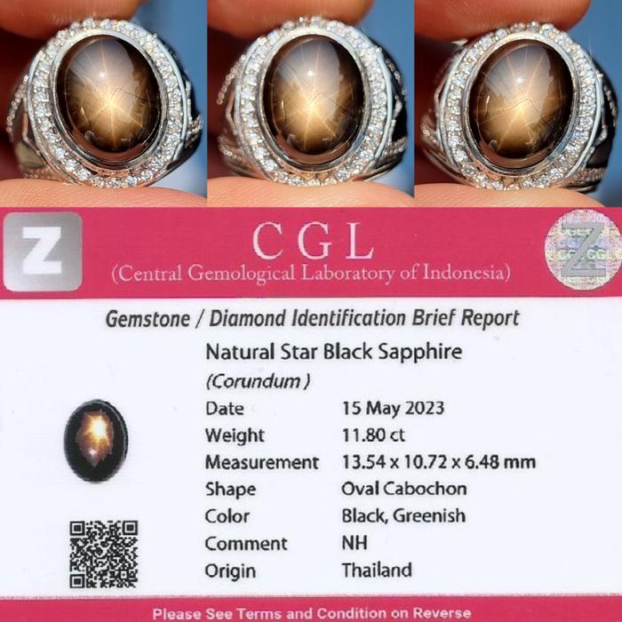 Natural HQ Batu Bangsing Kresnadana Star Black Sapphire 11.80 Cts