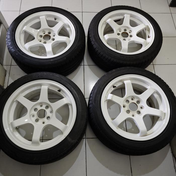 Velg Te37 Ring 16 + Ban Rep Putih white PCD 4x100 brio jazz agya dll