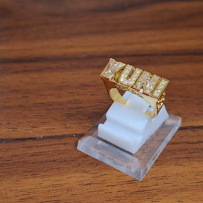 Cincin Custom Nama Berlian Mewah Ring Emas