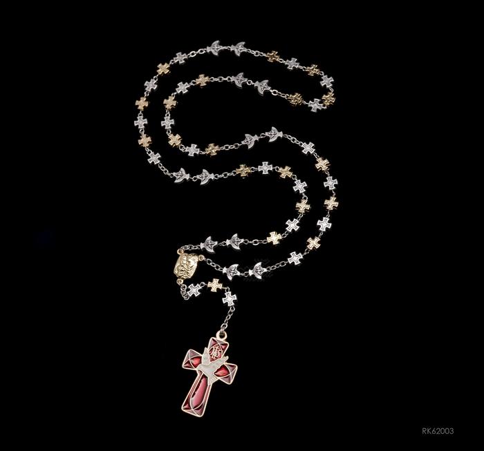 Kaplet Roh Kudus Metal Cross 2tone, SB Enamel, +pater Merpati