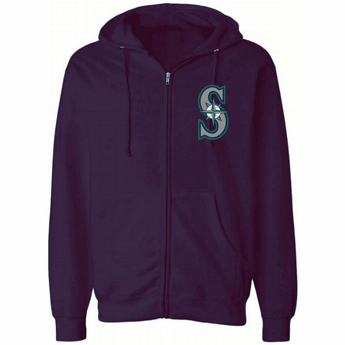 SEATTLE MARINERS MLB AUTHENTIC COTTON FULL ZIP FLEECE HOODIE