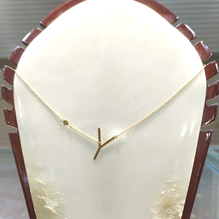 Kalung Inisial Huruf Y Emas Kuning 750