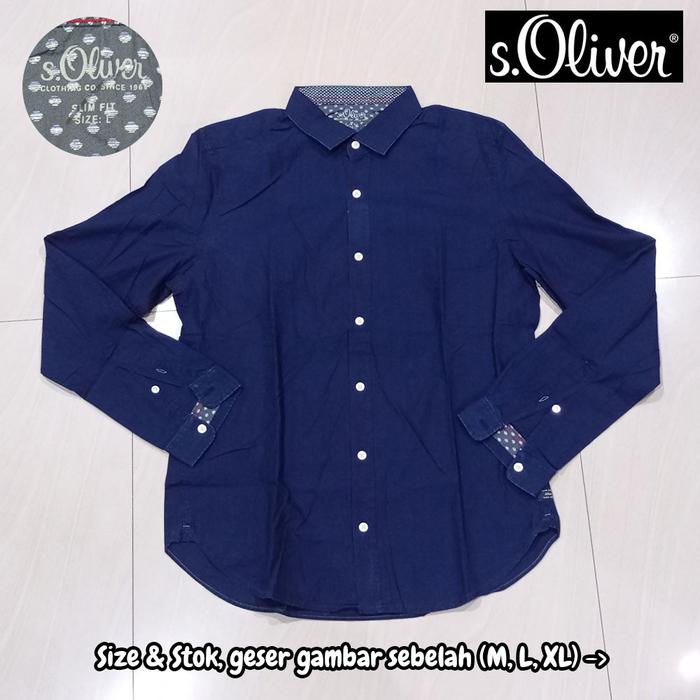 Kemeja Pria Lengan Panjang S.OLIVER Biru Navy (SO0584)
