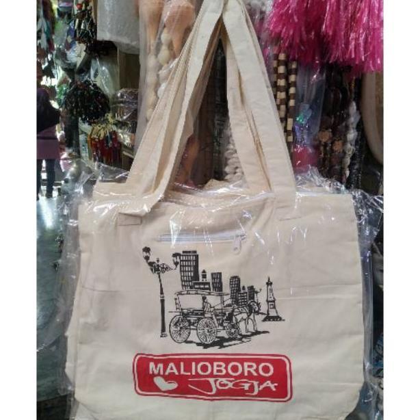 (BISA COD) TOTE BAG I LOVE JOGJA MALIOBORO TUGU UKURAN 41x33 cm - TAS