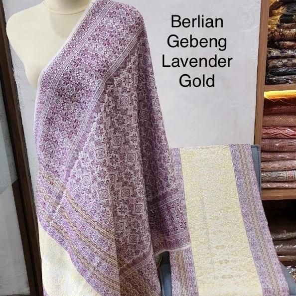 Tumtuman Berlian Bahan Sutera Gebeng Lavender Gold