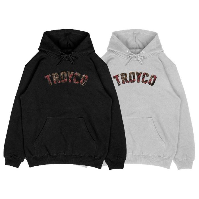 Troy Company Hoodie Collage Patern Fill Hitam Putih Kh 286