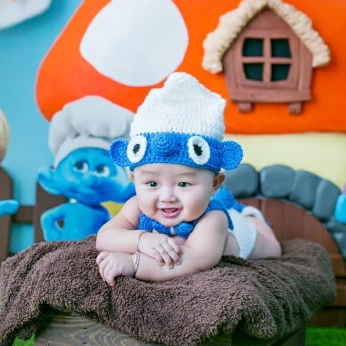 One set baju bayi crochet rajut handmade smurf