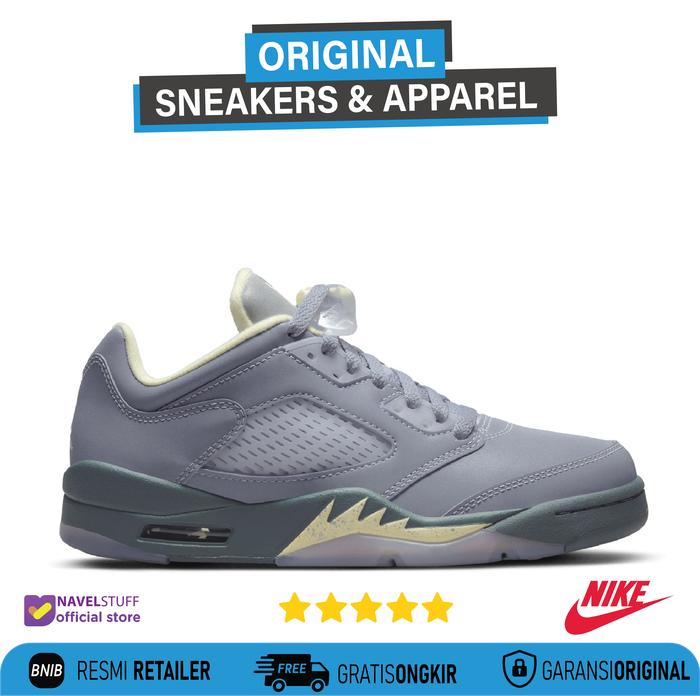 NIKE Air Jordan 5 Retro Low Indigo Haze Fire Red Metallic Silver BNIB