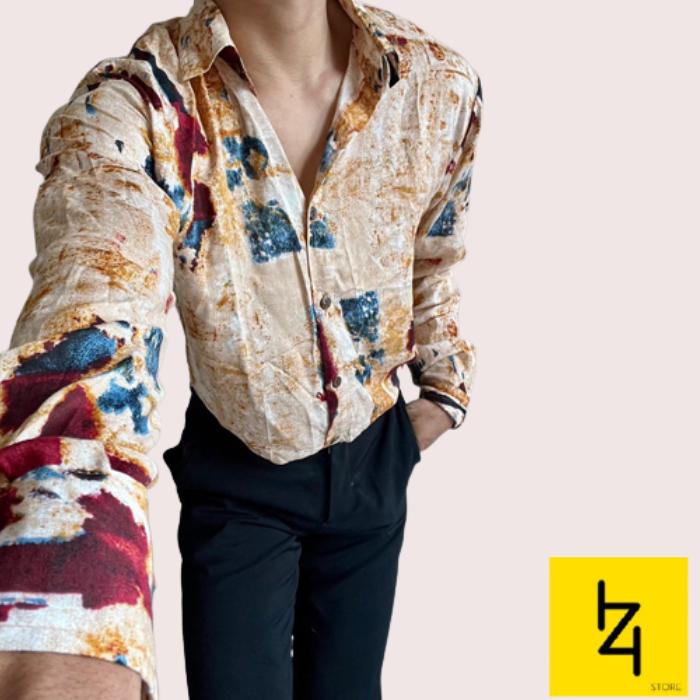 Kemeja panjang pria wanita retro vintage S M L XL XXL 80 90 an 2l 2xl