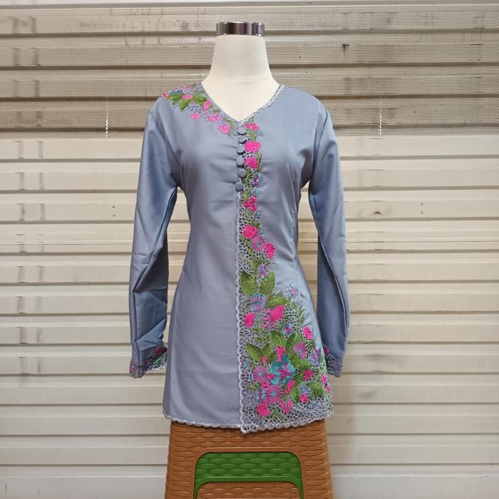 Atasan kebaya polos warna bordir bunga kembang samping/pesta/kondangan