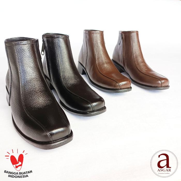 Sepatu wanita boot SVJ heels 3 cm kulit sapi asli Garut