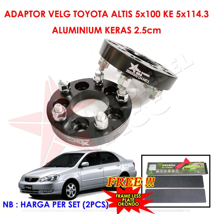 ADAPTOR VELG TOYOTA ALTIS 5x100 KE 5x114.3 25MM GANJALAN SPACER VELG