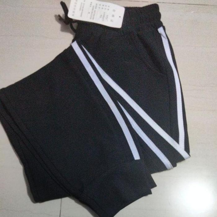 Celana Jogger Pants Wanita Pria List Putih Kaki Ban Celana Jogger