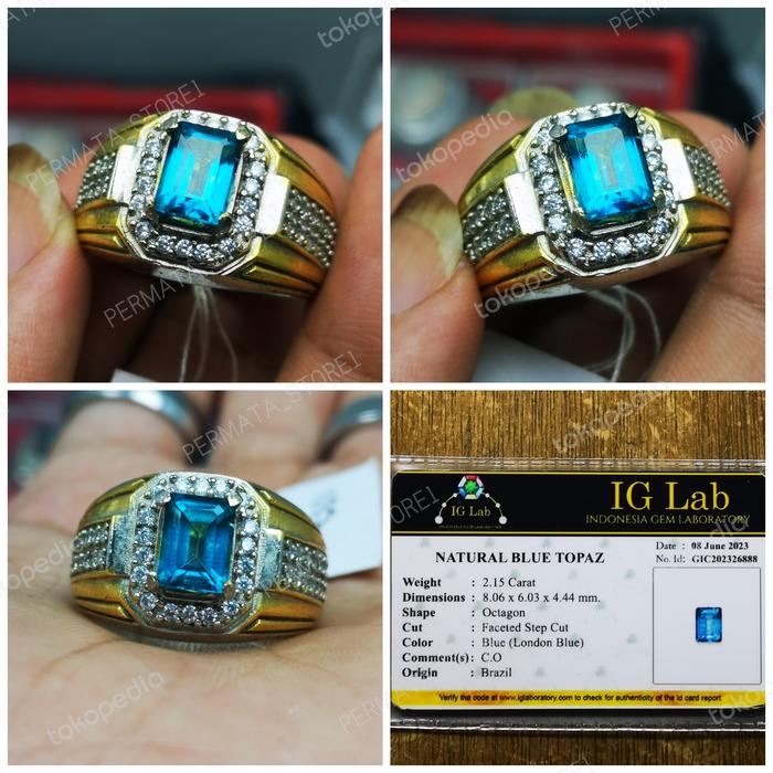 BATU CINCIN NATURAL BLUE THOPAZ LONDON MEMO IG LAB