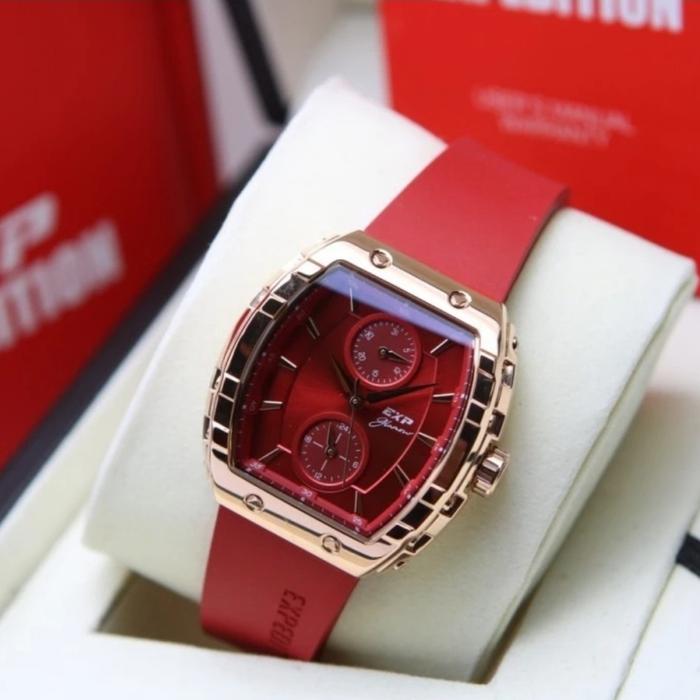 Jam Tangan Wanita Expedition Original E6782 Merah Rosegold
