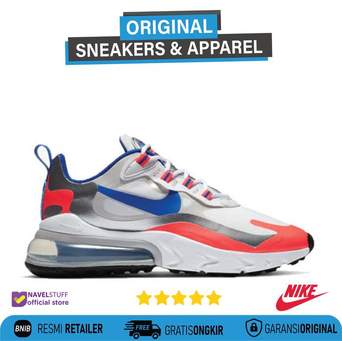 NIKE Air Max 270 React White/Flash Crimson/Metallic Silver/Racer Blue