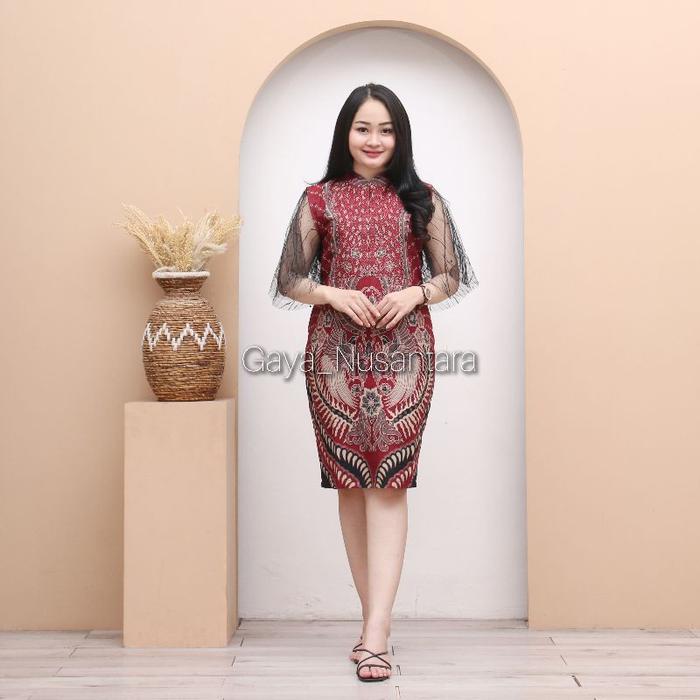 Dres batik amanda/dres natalan/ dres model batik furing modern/fasion