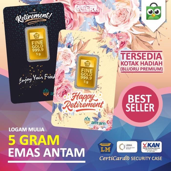 LM Logam Mulia Emas Antam 5 gram gr Kado Pensiun Pensiunan Purnabakti