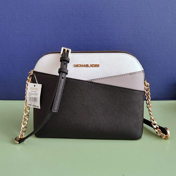 Tas Wanita Original MK Jet Set Travel Dome Medium Crossbody Black/Pink