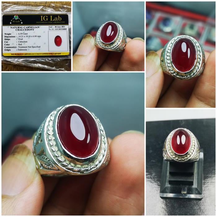 CINCIN BATU NATURAL RED CARNELIAN MEMO IG LAB