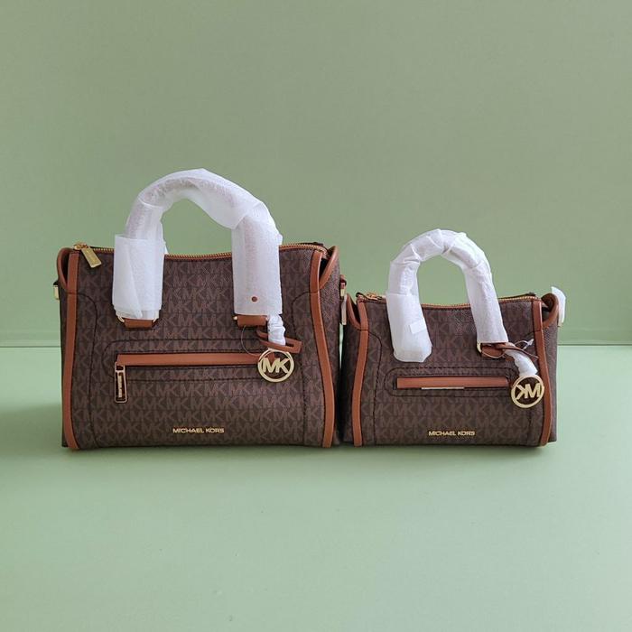 Tas Wanita Original MK Carine Satchel Logo Brown size XS/Medium