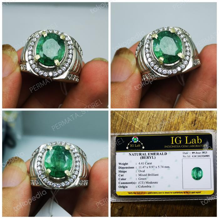 CINCIN PERMATA NATURAL ZAMRUD COLOMBIA MEMO IG LAB