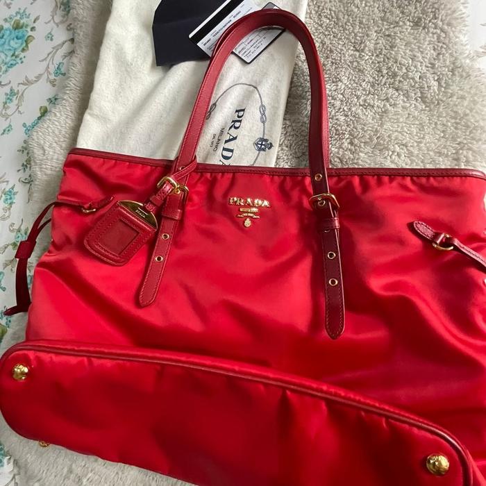 [Preloved tas Authentic] Prada shopping Tessuto Saffiano Rosso