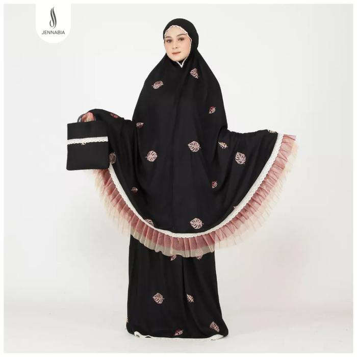 Mukena Dewasa Premium Bordir Monstera Jennabia Original Motif Daun