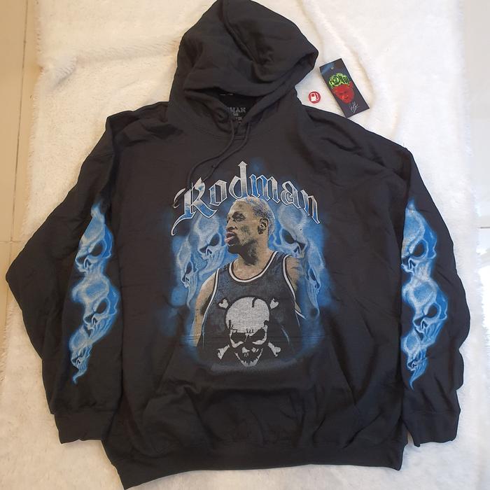 RODMAN HOODIE ~ DENNIS RODMAN WITH BLUE SKULL / BLACK