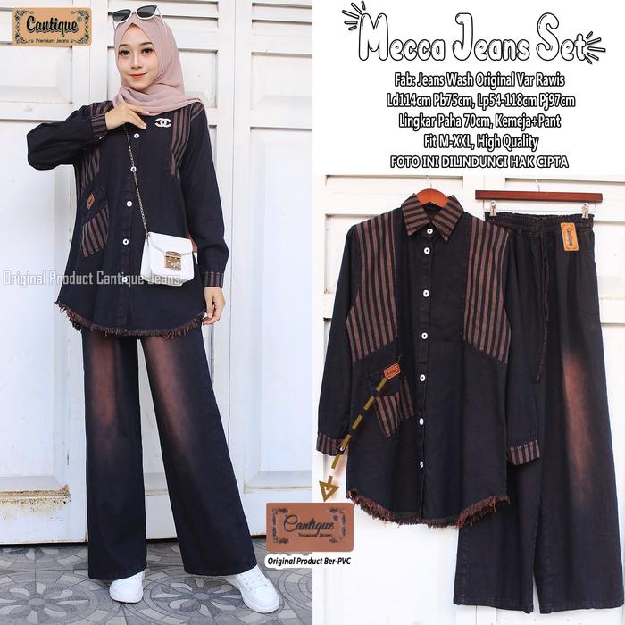 NEW MECCA JEANS SET SETELAN TUNIK DAN CELANA PANJANG WANITA DEWASA