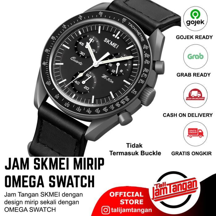 Jam Tangan Chrono Aktif SKMEI Model Omega Swatch Collab Hitam Full